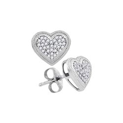 0.20 CTW Diamond Heart Earrings 10KT White Gold - REF-22N4F