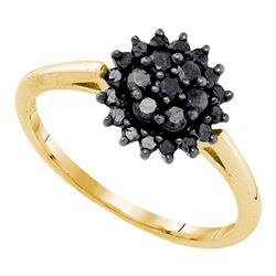 0.45 CTW Black Color Diamond Cluster Ring 10KT Yellow Gold - REF-22F4N