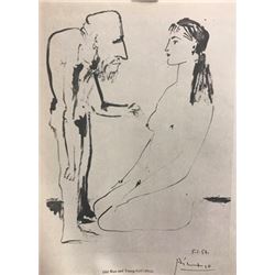Old Man and Young Girl - Pablo Picasso Lithograph