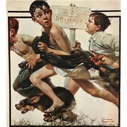 Man Threading a Needle - Norman Rockwell Lithograph