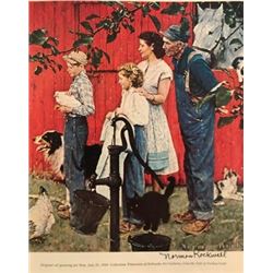On The Yard - Norman Rockwell Lithograph