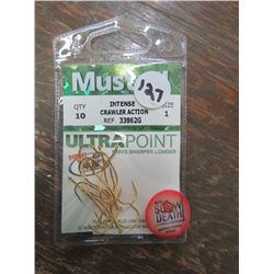 MUSTAD Intense Crawler Action hooks, various sizes qty 20