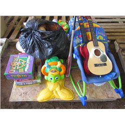 PALLET of Games, toys, baby rocker, bathtub, play station, stuffed animals, etc.