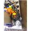 Image 1 : PALLET of badminton rackets, bike helmets, toy guns, halloween supplies, etc.