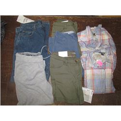 LADIES Jeans 34x32, Armour Capris, small; Green shorts qty 2, size 2 & 4; Blue shorts Size 10; Blue 