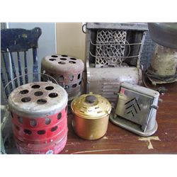 3 COLEMAN heaters, pot & toaster