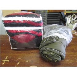 BED IN A BAG red/black, 1 green sleeping bag