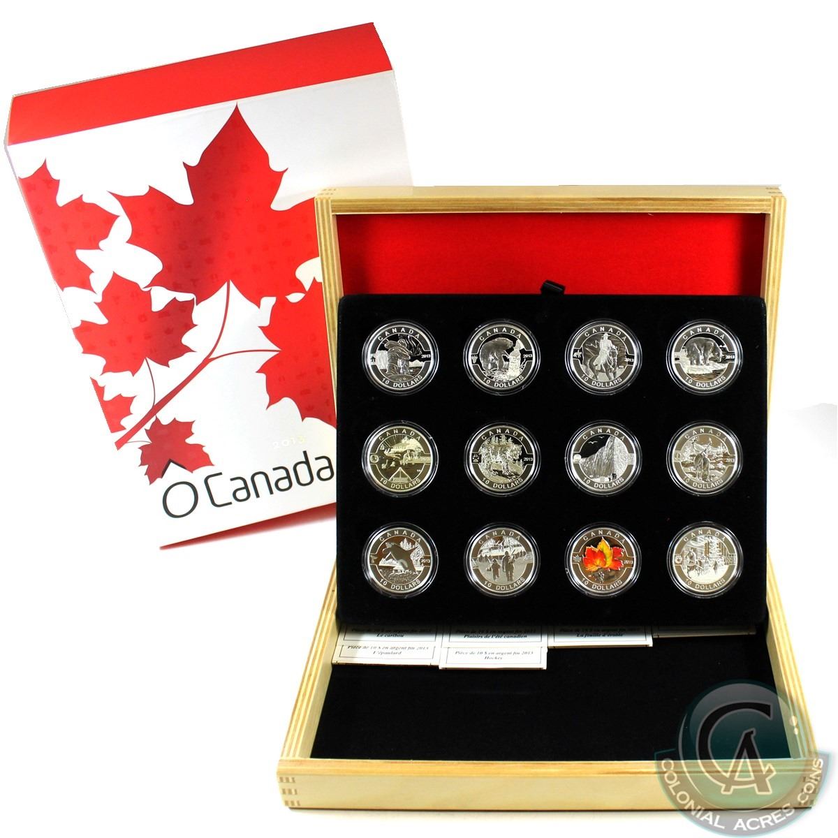 2013 Canada 10 Complete 12coin O Canada Series Fine Silver Set with Deluxe Collector Case (Tax Exe