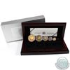 Image 1 : 2003 Canada Hologram 5-coin Silver Maple Leaf Set (TAX Exempt). Tattered outer box and capsules are 