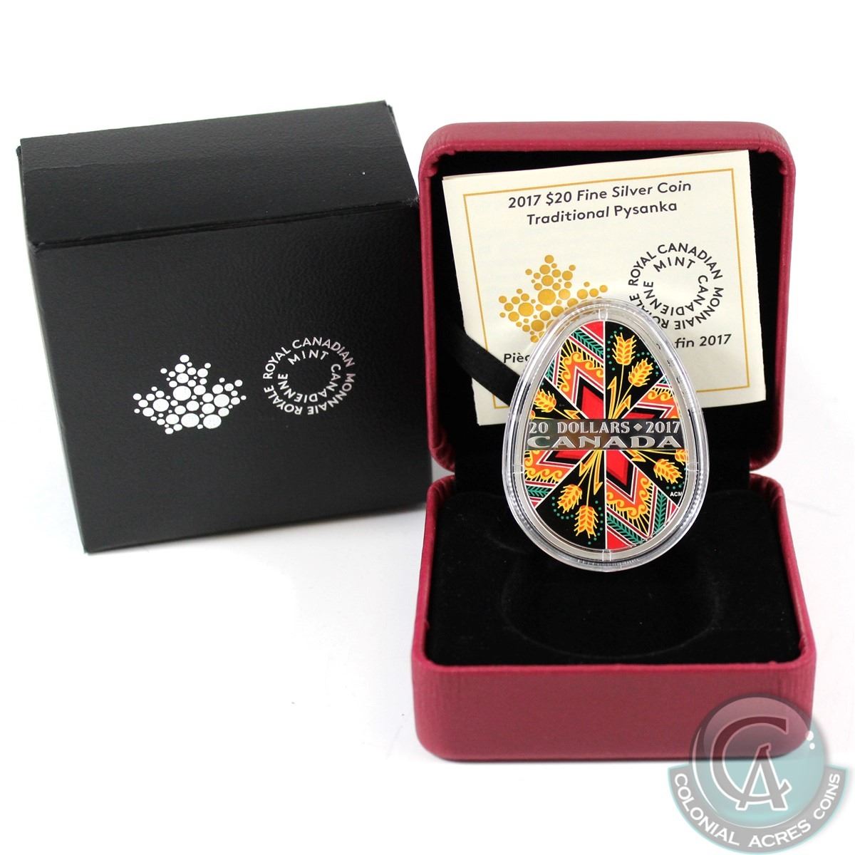 2017 Canada Traditional Ukrainian Pysanka $20 Egg Shaped Silver Coin In Stock