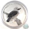 Image 1 : 2010 Australian 10oz .999 Fine Silver Kookaburra (Tax Exempt). Capsule is scuffed and coin is lightl