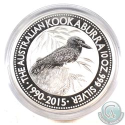 2015 Australian 10oz .999 Fine Silver Kookaburra (Tax Exempt). Capsule is scuffed