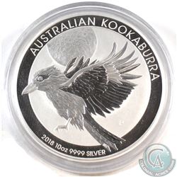 2018 Australian 10oz .999 Fine Silver Kookaburra (Tax Exempt). Capsule is lightly scuffed