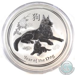 2018 Australian 10oz .999 Fine Silver Year of the Dog (Tax Exempt). Capsule is impaired, but the coi