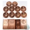 Image 1 : 14x Various Copper Bars and Rounds (Tax Exempt). Lot includes: 10x Legalize it 1oz Rounds, 1x Half P
