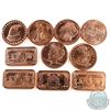 Image 1 : 10x Miscellaneous 1 oz. Pure Copper .999 Fine Copper Bar (TAX Exempt). 10pcs