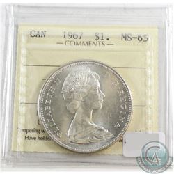 1967 Canada Silver Dollar ICCS Certified MS-65