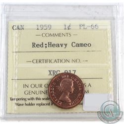1959 Canada 1-cent ICCS Certified PL-66 Red Heavy Cameo