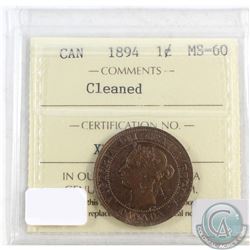 1894 Canada 1-cent ICCS Certified MS-60 Cleaned