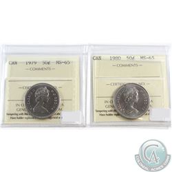 1979 & 1980 Canada 50-cent ICCS Certified MS-65. 2pcs