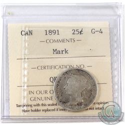 1891 Canada 25-cent ICCS Certified G-4 (Mark)