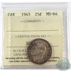 1945 Canada 25-cent ICCS Certified MS-64