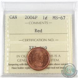 2004P Canada 1-cent ICCS Certified MS-67 Red
