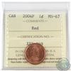 Image 1 : 2004P Canada 1-cent ICCS Certified MS-67 Red