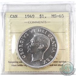 1949 Canada Silver $1 ICCS Certified MS-65