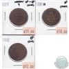 Image 1 : 3x Canada 1-cent 1859 Narrow 9, 1881H & 1888 in VF to EF (some coins have minor problems, please vie