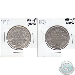 1917 & 1929 Canada 50-cent VG-F (Cleaned). 2pcs