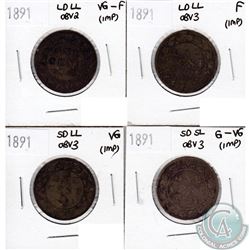 Lot of 1891 Canada 1-cent with Varieties - LD LL Obverse 2 VG-F, LD LL Obverse 3 F, SD LL Obverse 3 