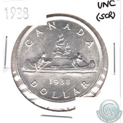 1938 Canada Silver $1 UNC (Scratched)
