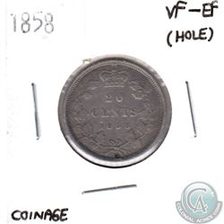 1858 Canada 20-cent VF-EF (Hole)