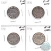 Image 1 : Lot of Canada 25-cent - 1929 F-VF, 1930 F-VF, 1931 VG-F & 1936 VF-EF (Coins have various impairments