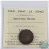 Image 1 : 1944C Newfoundland 1-cent ICCS Certified MS-62 Lustrous Brown