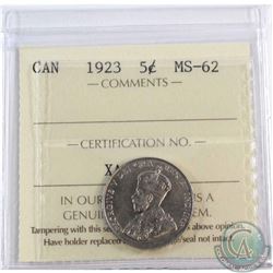 1923 Canada 5-cent ICCS Certified MS-62