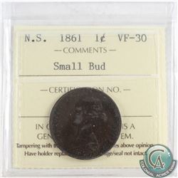 1861 Nova Scotia 1-cent ICCS Certified VF-30 Small Bud