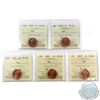 Image 1 : Lot of Canada 1-cent ICCS Certified MS-66 Red - 1999, 2000, 2001, 2003 & 2003P. 5pcs