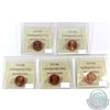Image 2 : Lot of Canada 1-cent ICCS Certified MS-66 Red - 1999, 2000, 2001, 2003 & 2003P. 5pcs