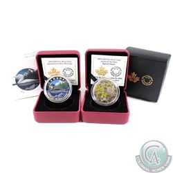 2016 Canada $20 Geometry in Art - The Loon & 2016 Canada $20 Jewel of the Rain - Big Leaf Maple Fine