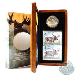 2004 Canada Majestic Moose $5 Coin and Stamp Set issued by Canada Post. Please note coin has minor t