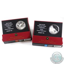 2005 Canada $20 National Parks - Mingan Archipelago & Pacific Rim Fine Silver Coins (TAX Exempt). 2p