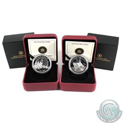 2010 & 2013 Canada Proof Silver Dollars. Please note minor wear on the outer sleeves. 2pcs.