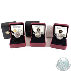 3x 2013-2017 Canada $3 Fine Silver Coins - 2013 Fishing, 2013 Martin Short Presents Canada (outer sl