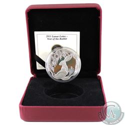 2011 Canada $15 Lunar Lotus Year of the Rabbit Sterling Silver Coin in RCM Display Box with COA (the