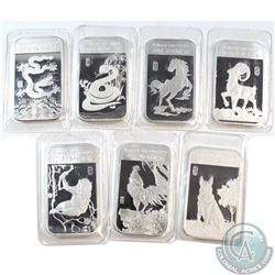 2012-2018 1oz Fine Silver Chinese Zodiac Bars Sealed (Tax Exempt). You will receive 1 of each year b