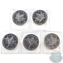 2009 Canada $5 1oz Fine Silver Maple Leafs (TAX Exempt). Please note may contain toning/spotting. 5p