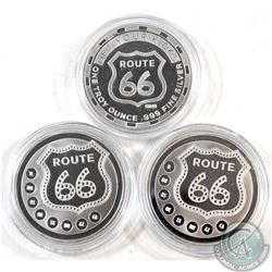 Get Your Kicks on Route 66 1 oz. Fine Silver Rounds (TAX Exempt). 3pcs