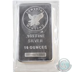 Sunshine Mint 10 Troy oz. .999 Silver Bar (Tax Exempt)